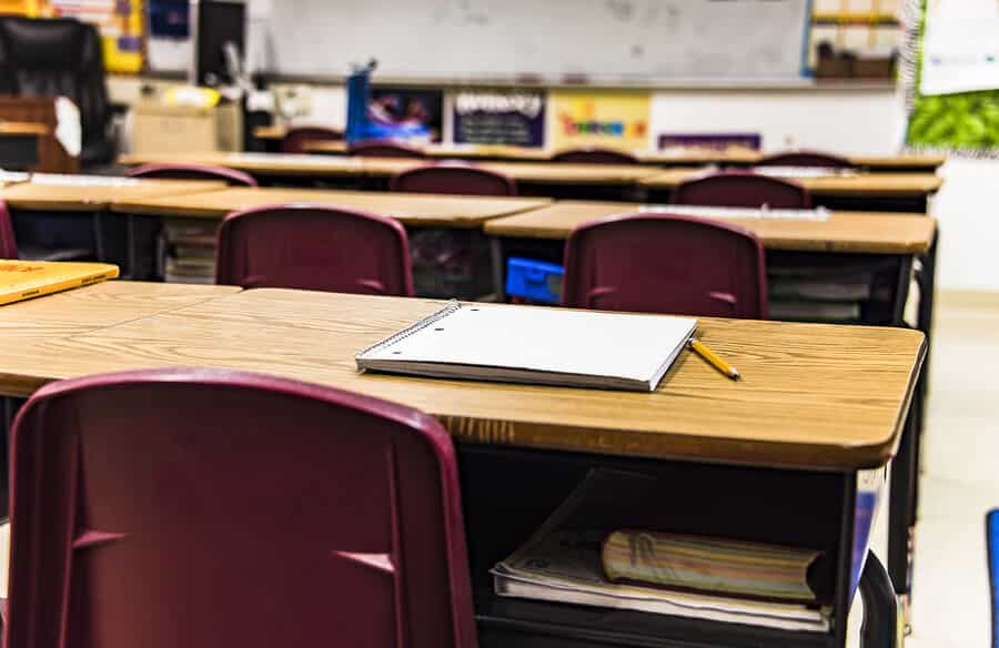 Standing desks in the classroom